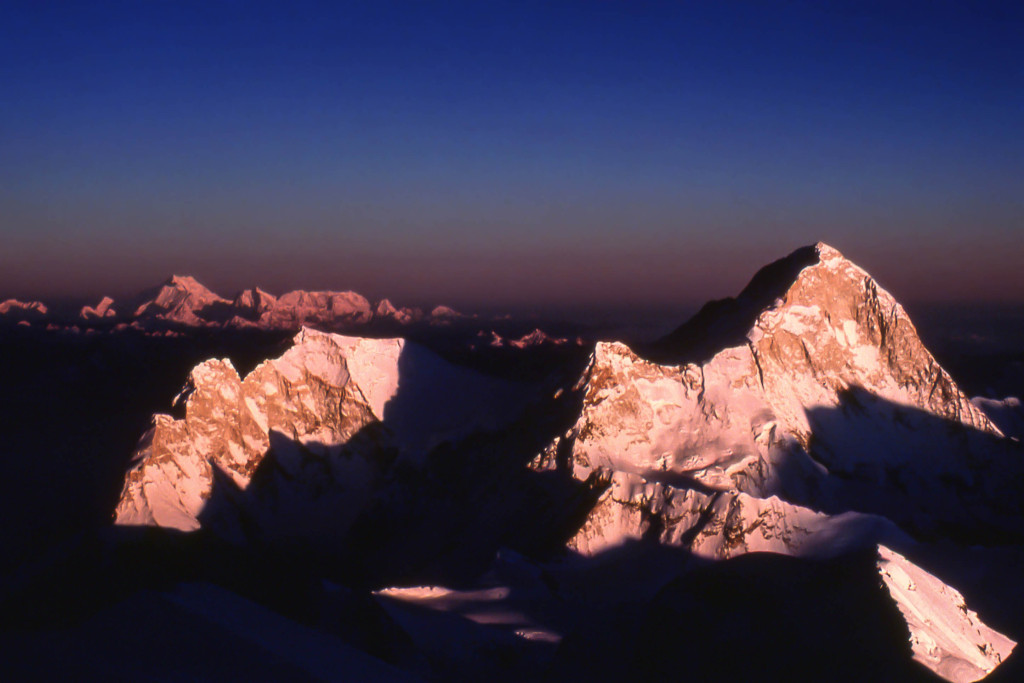 Sunset on Makalu from Mt. Everest.
